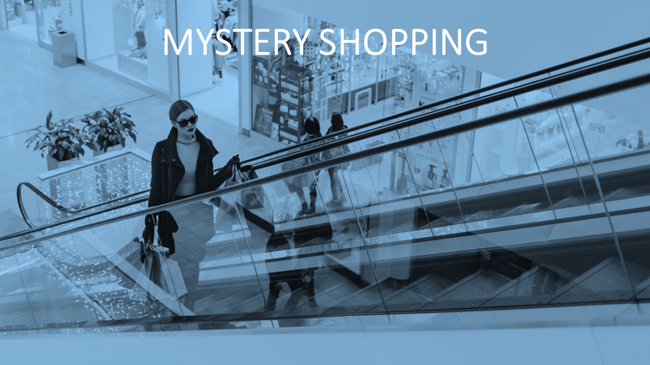 Woman with shopping bags going up an escalator